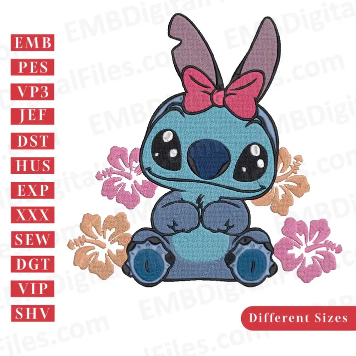 Blue Alien Stitch Embroidery Files Charm of Free Cartoon Embroidery Designs